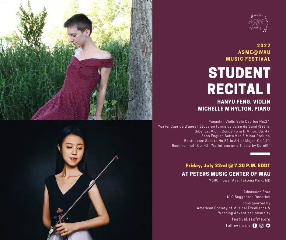 ASME@WAU International Music Festival 2022 Student Recital I Poster 1
