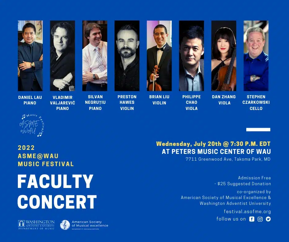 ASME@WAU International Music Festival 2022 faculty Recital Poster