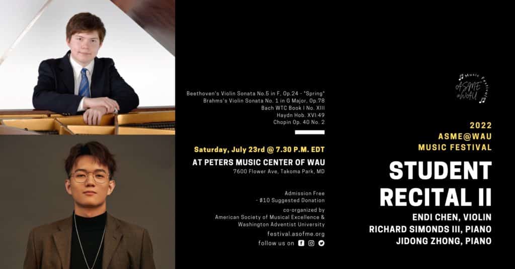 ASME@WAU International Music Festival 2022 Student Recital II Poster 1
